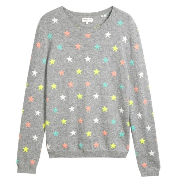 NWT CHINTI AND PARKER Cashmere Mini Stars Jumper Sweater XS Crew Neck Multi Gray - Picture 1 of 5